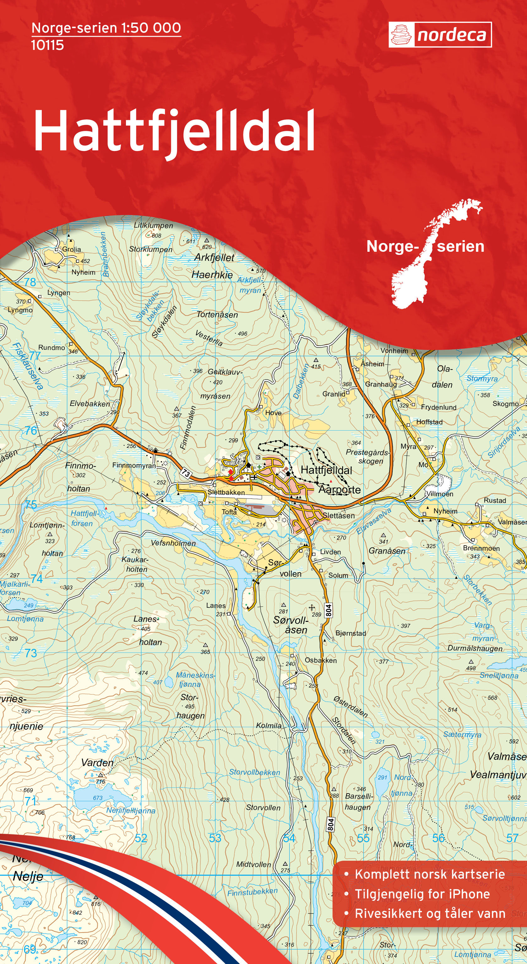 Online bestellen: Wandelkaart - Topografische kaart 10115 Norge Serien Hattfjelldal | Nordeca