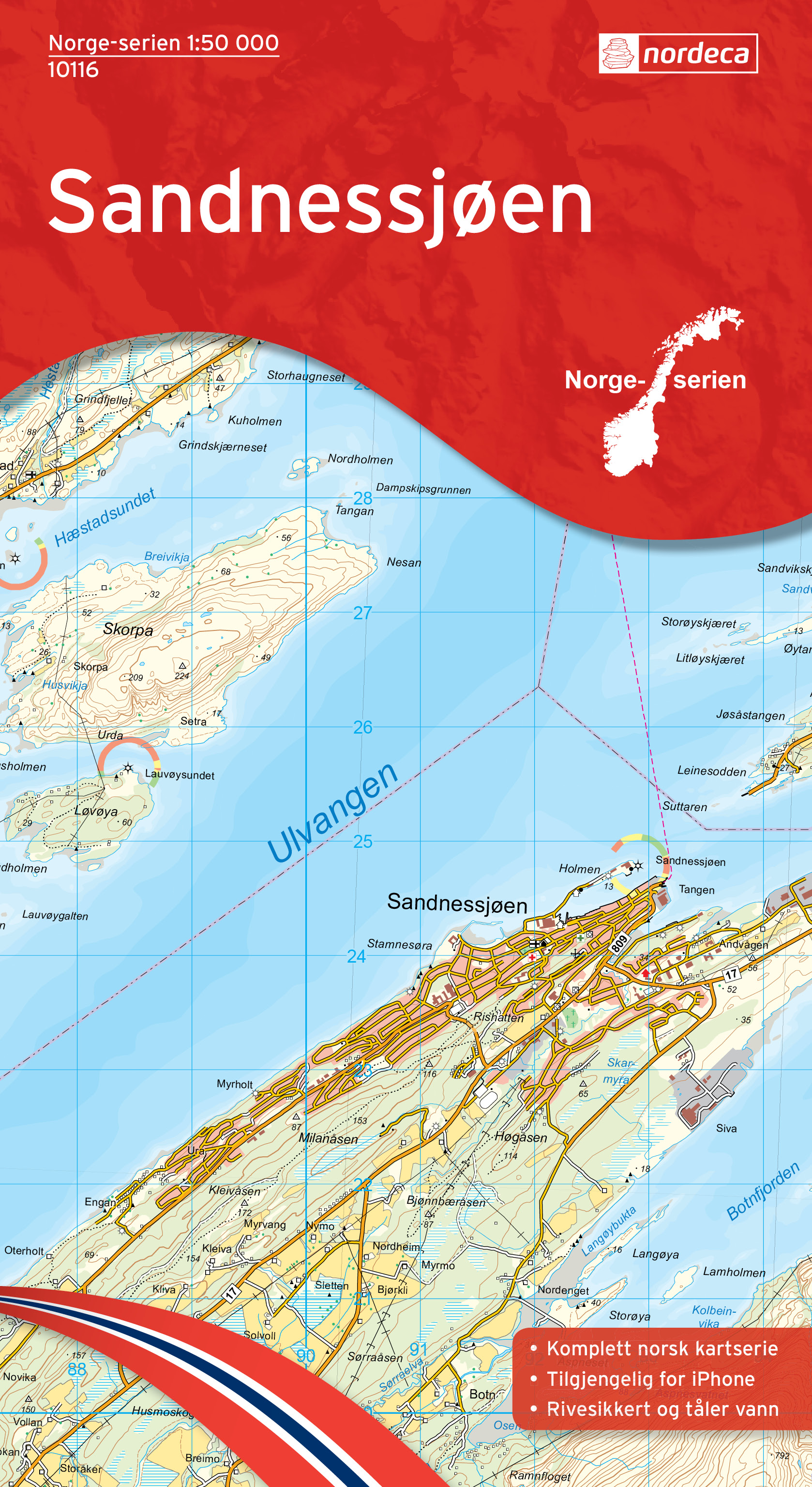 Online bestellen: Wandelkaart - Topografische kaart 10116 Norge Serien Sandnessjøen | Nordeca