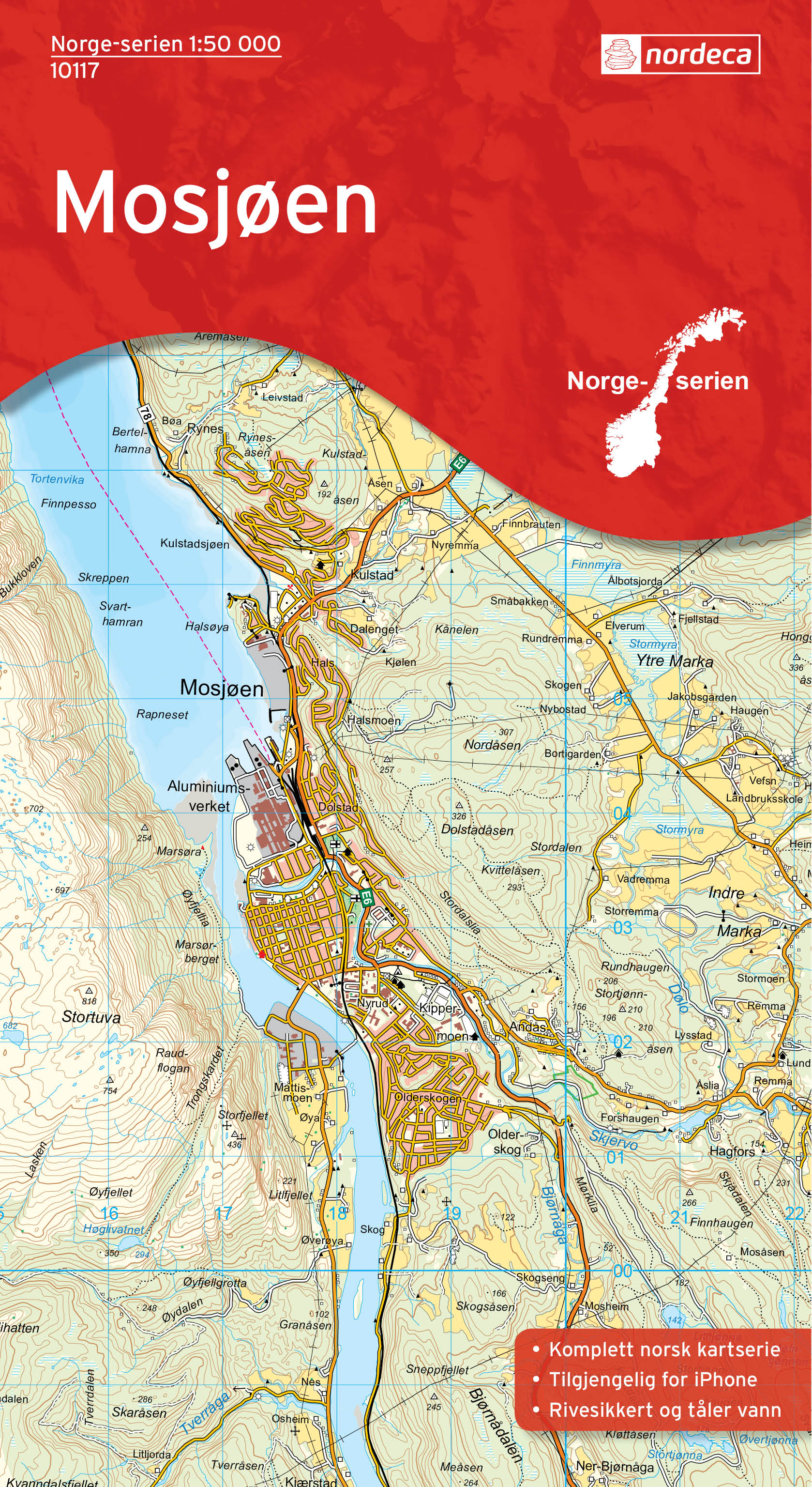 Online bestellen: Wandelkaart - Topografische kaart 10117 Norge Serien Mosjøen | Nordeca