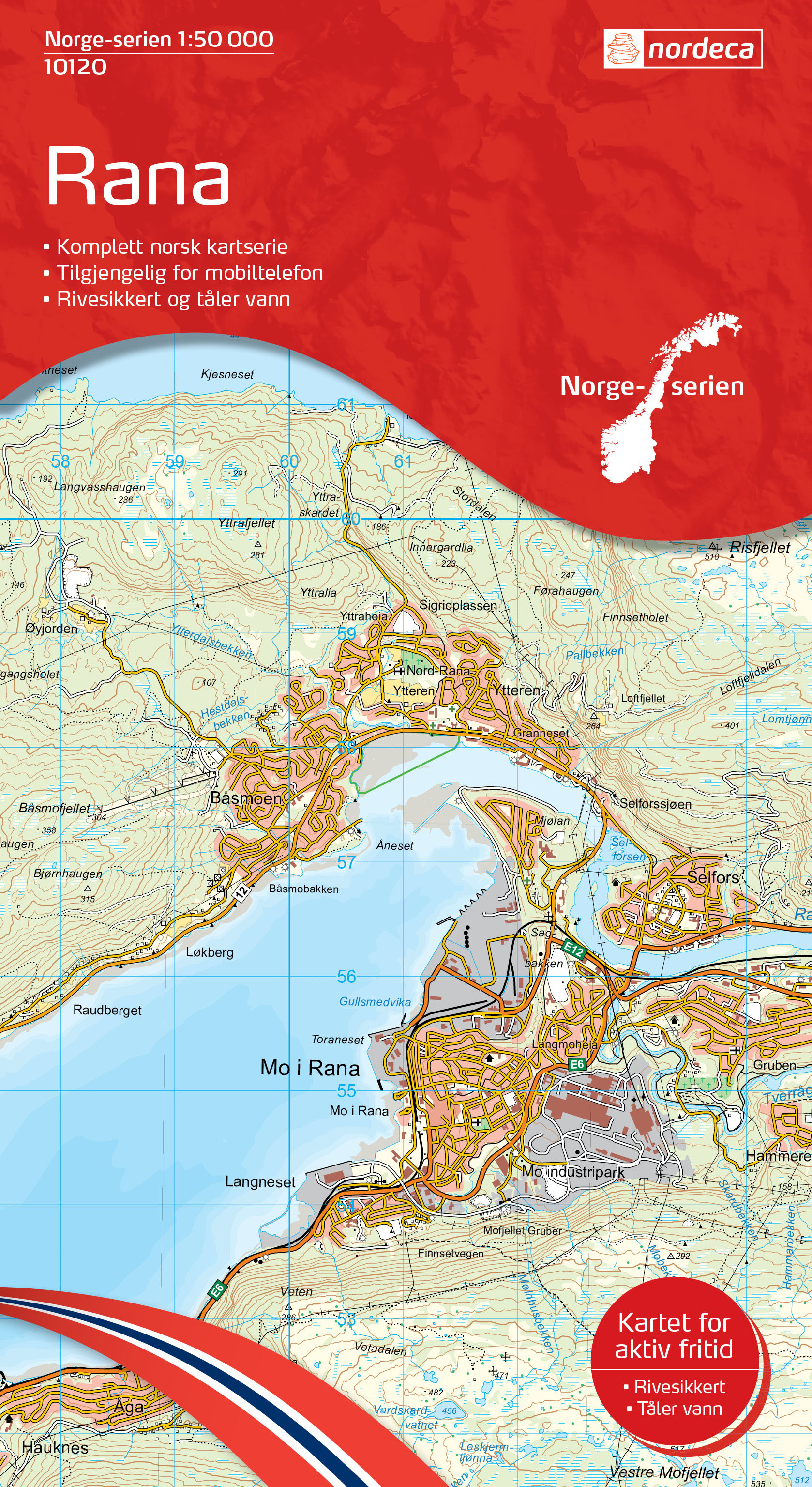 Online bestellen: Wandelkaart - Topografische kaart 10120 Norge Serien Rana | Nordeca