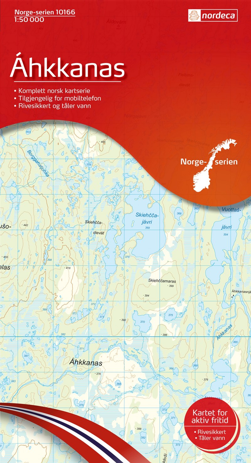 Online bestellen: Wandelkaart - Topografische kaart 10166 Norge Serien Ahkkanas | Nordeca