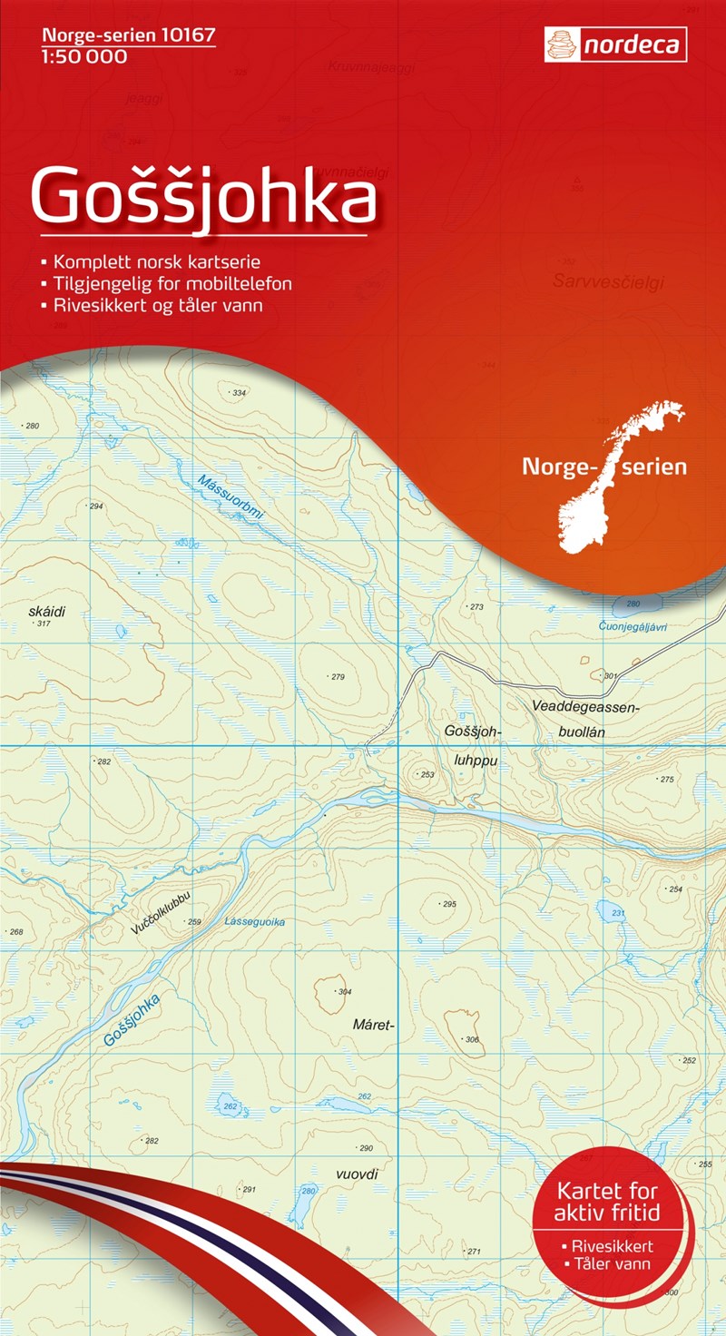 Online bestellen: Wandelkaart - Topografische kaart 10167 Norge Serien Gossjohka | Nordeca