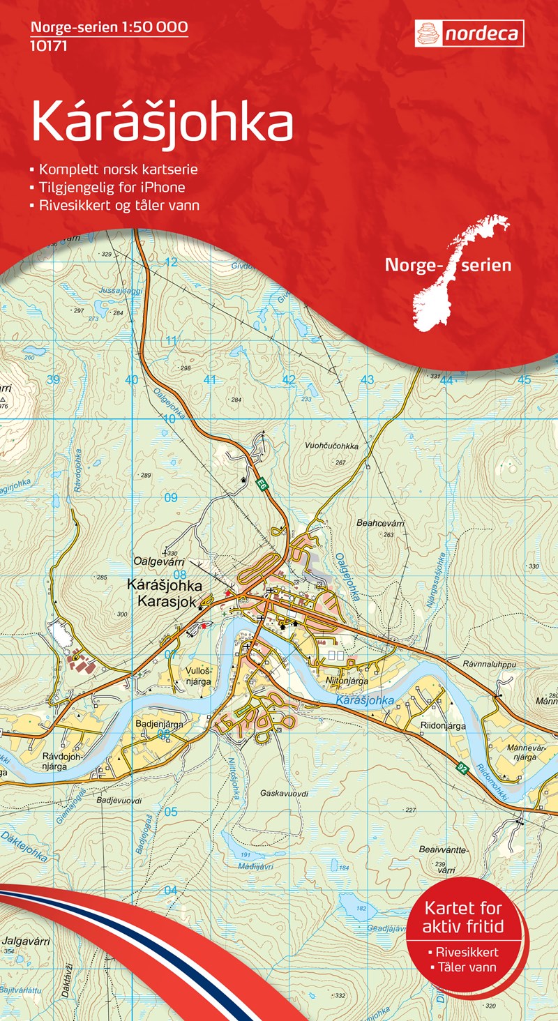 Online bestellen: Wandelkaart - Topografische kaart 10171 Norge Serien Kárášjohka | Nordeca