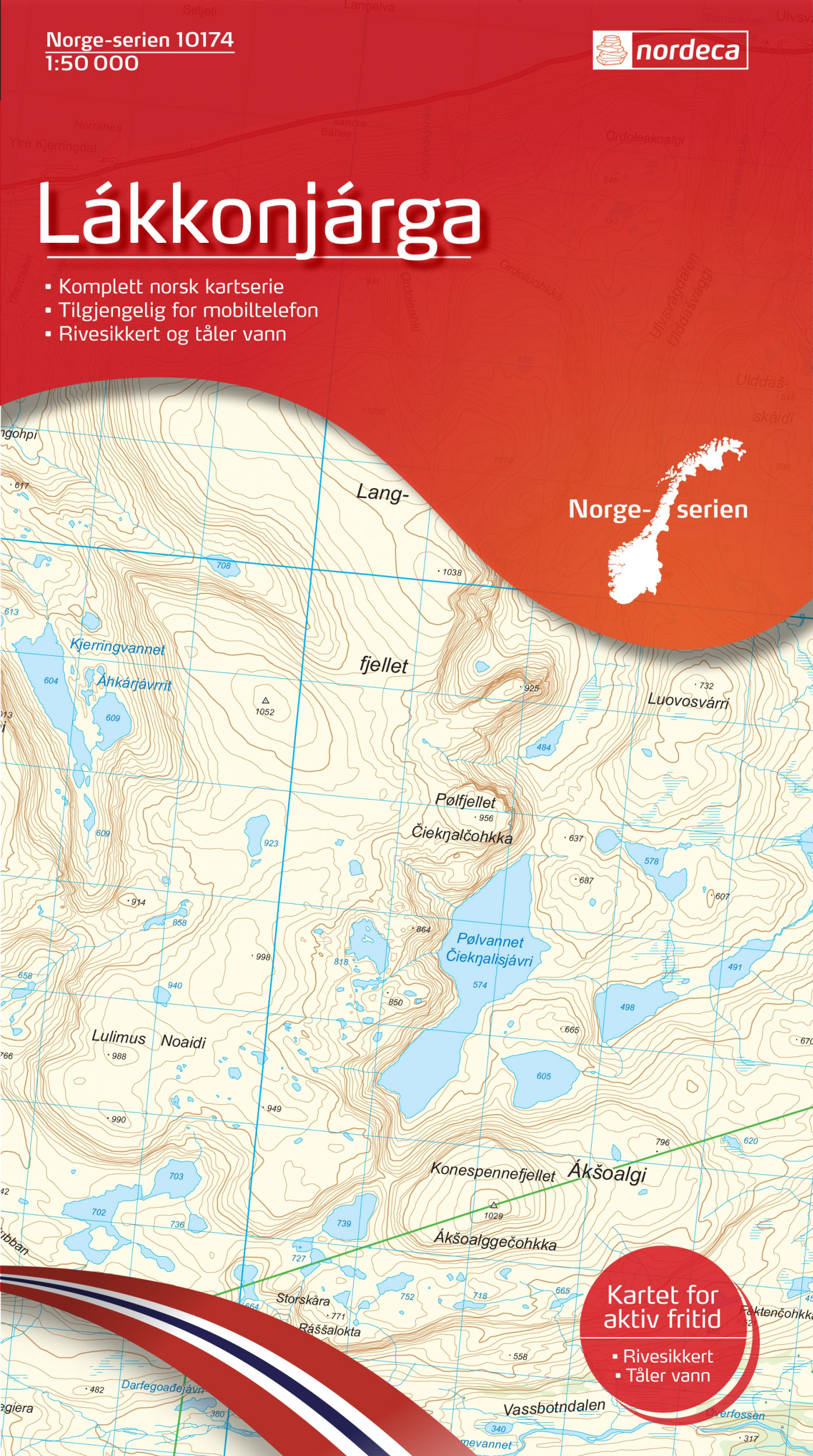 Online bestellen: Wandelkaart - Topografische kaart 10174 Norge Serien Lákkonjárga | Nordeca