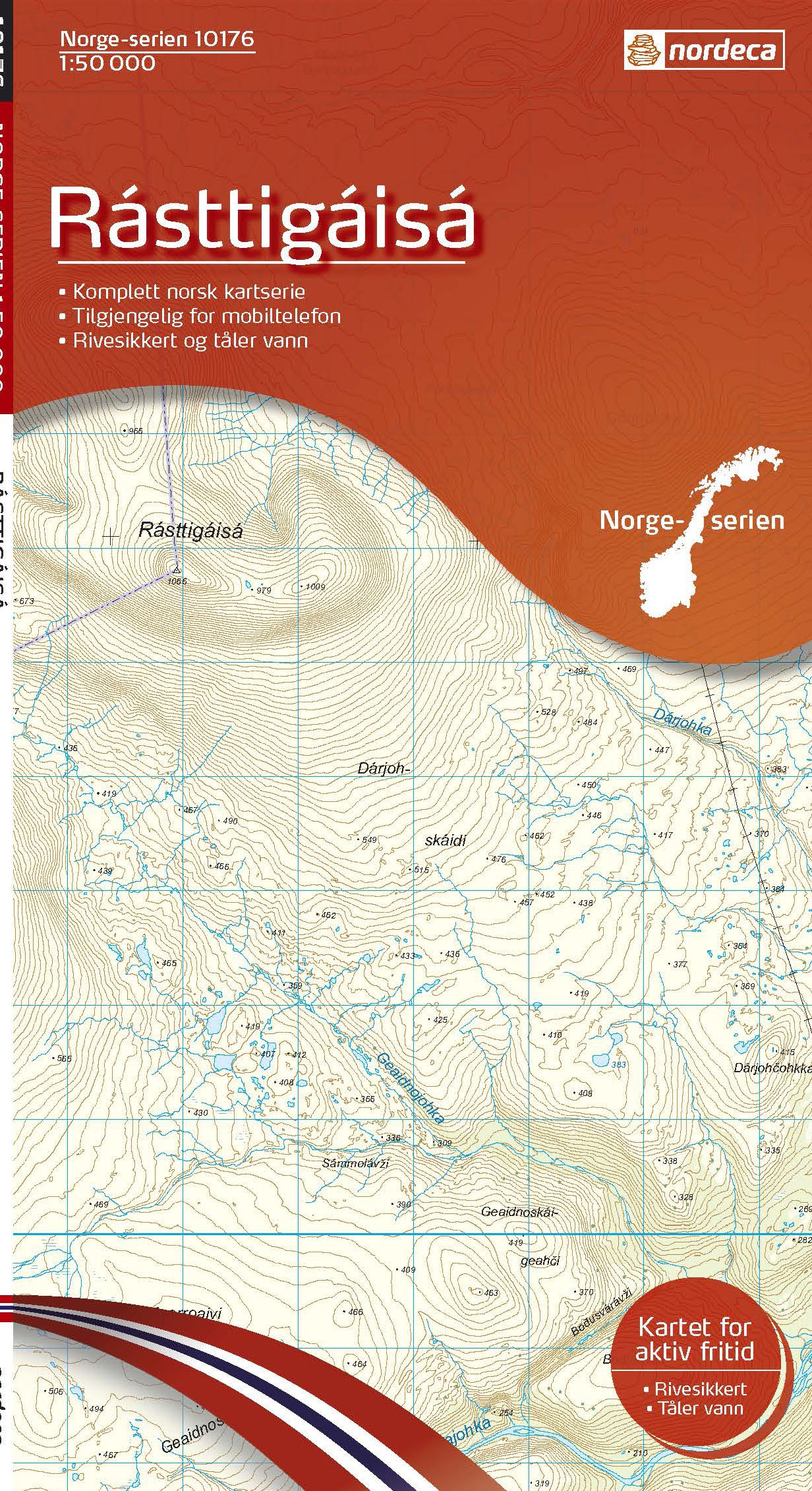 Online bestellen: Wandelkaart - Topografische kaart 10176 Norge Serien Rasttigaisa | Nordeca