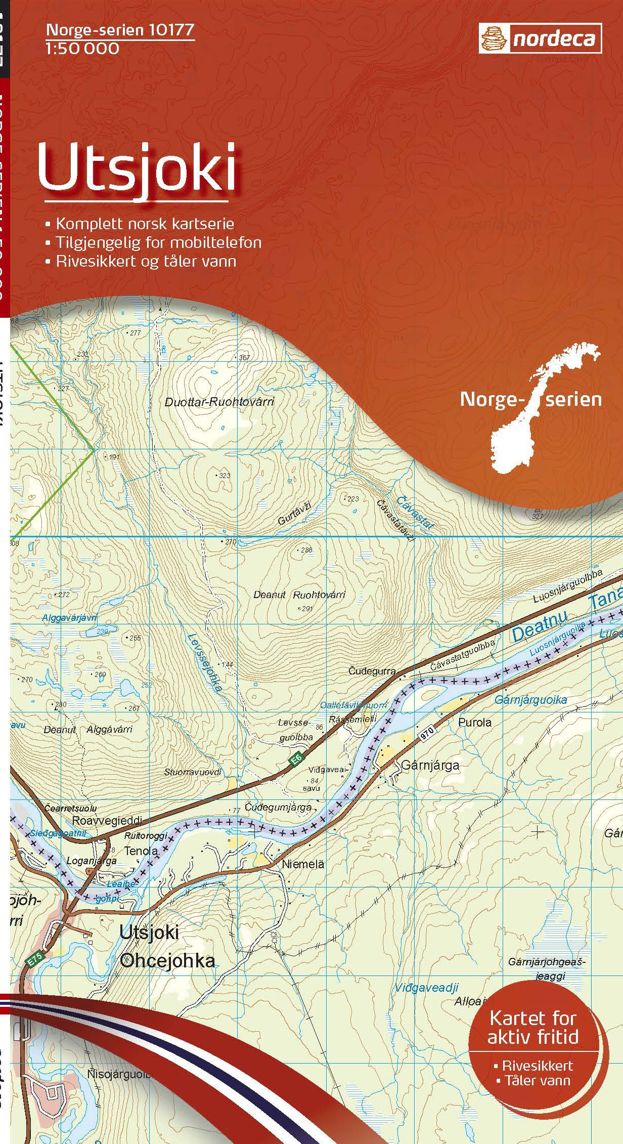 Online bestellen: Wandelkaart - Topografische kaart 10177 Norge Serien Utsjoki | Nordeca