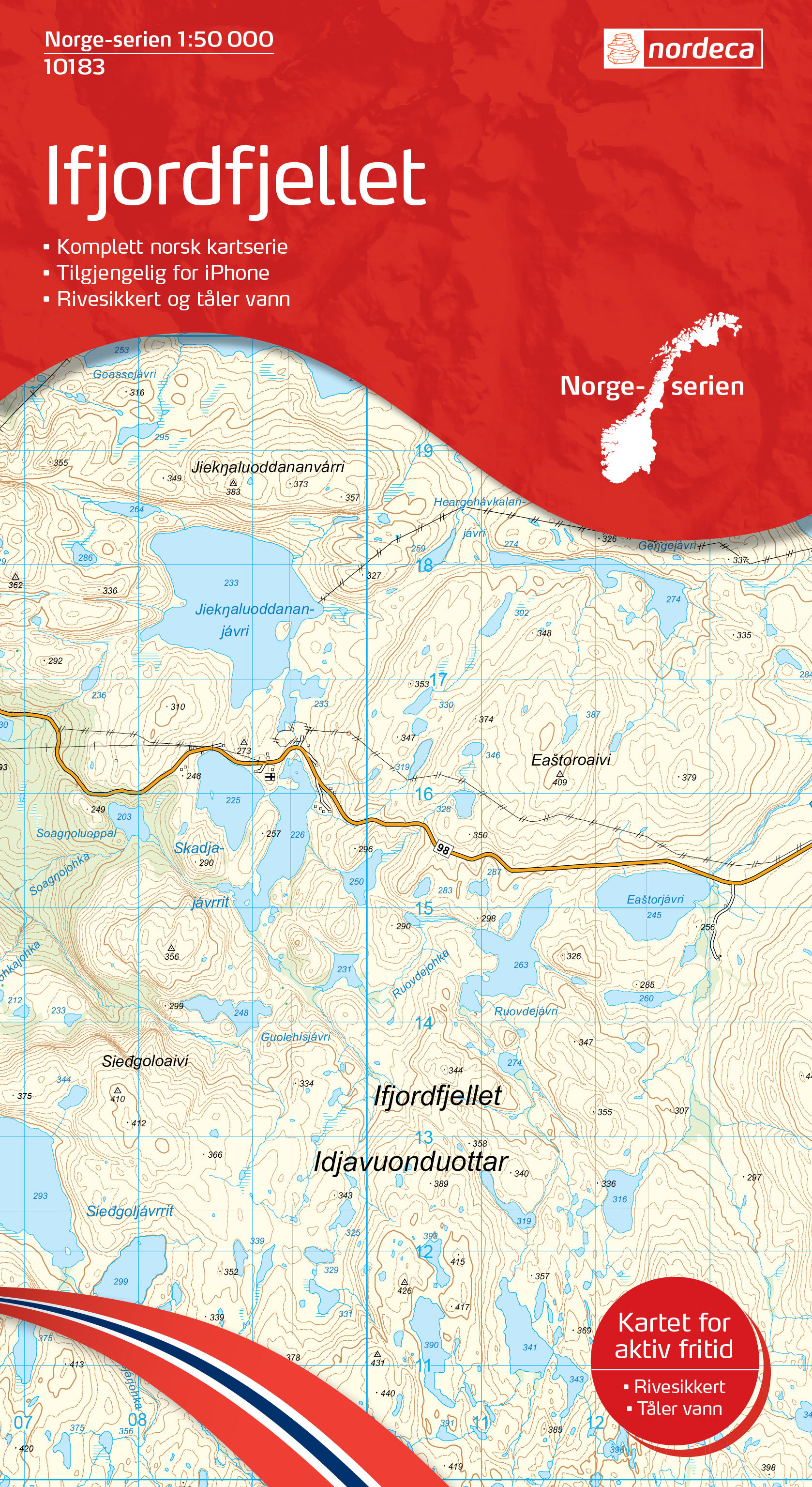 Online bestellen: Wandelkaart - Topografische kaart 10183 Norge Serien Ifjordfjellet | Nordeca