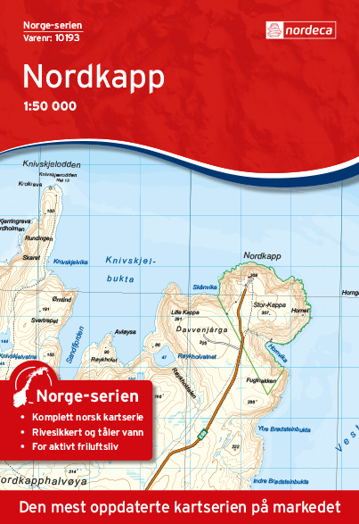 Online bestellen: Wandelkaart - Topografische kaart 10193 Norge Serien Nordkapp - Noordkaap | Nordeca