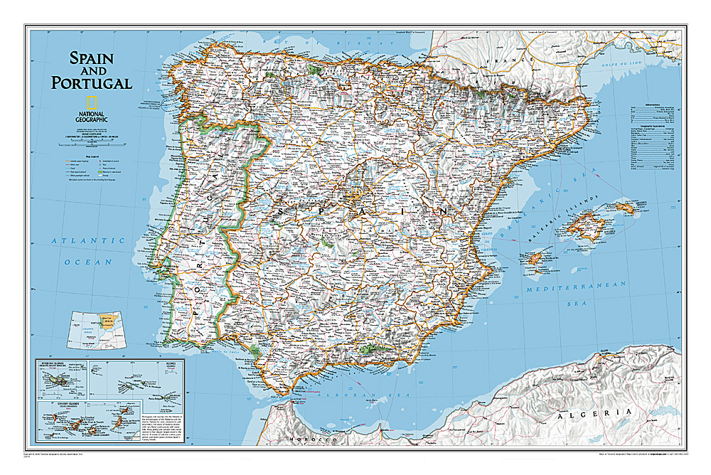 Online bestellen: Wandkaart 22070 Spain - Spanje & Portugal 83 x 55 cm | National Geographic