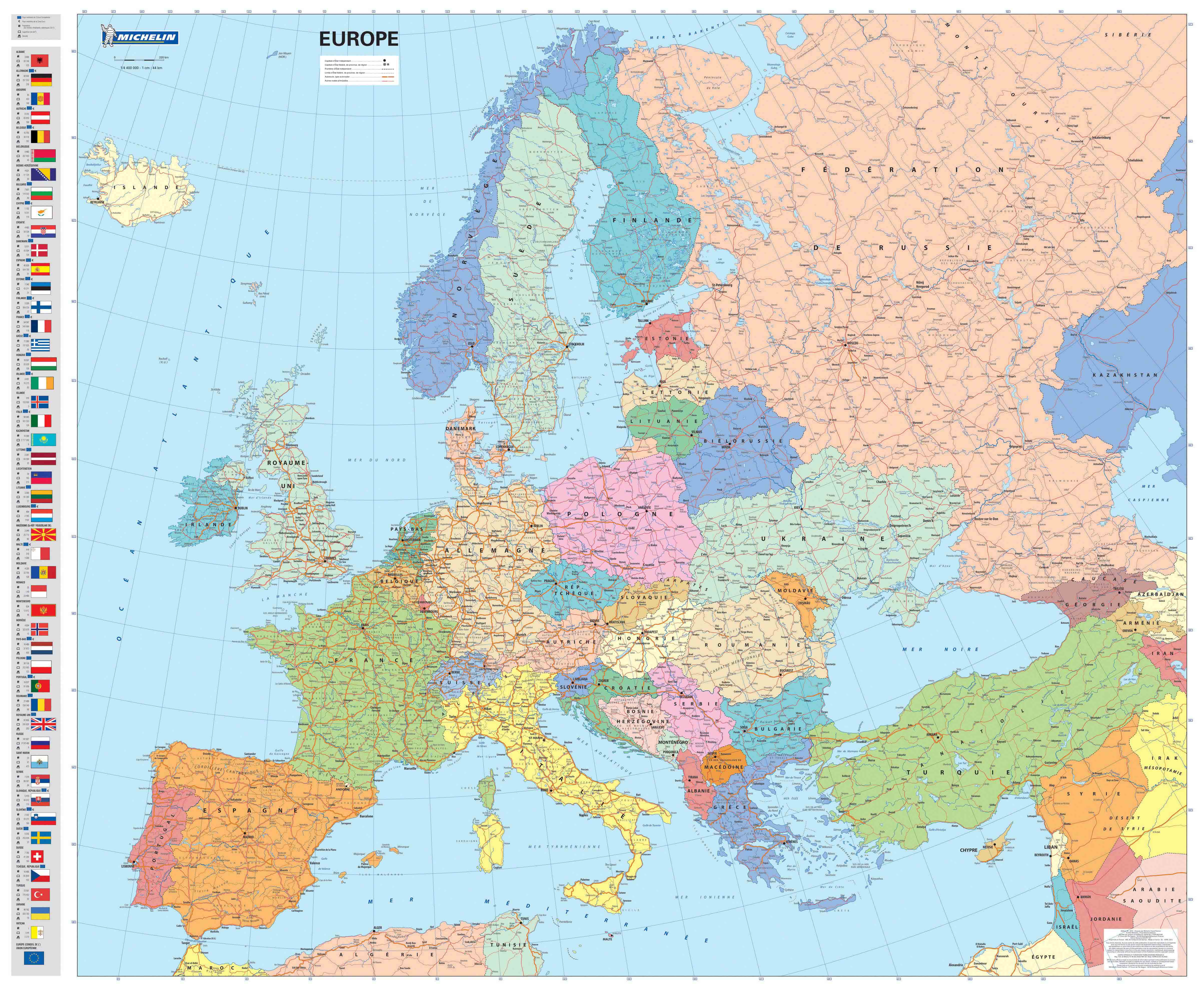 Wandkaart Europa Europe politi…