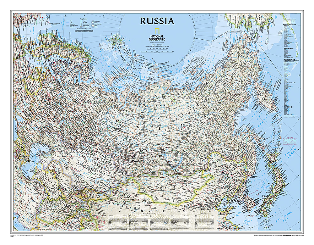 Online bestellen: Wandkaart 22091 Russia - Rusland, 77 x 60 cm | National Geographic