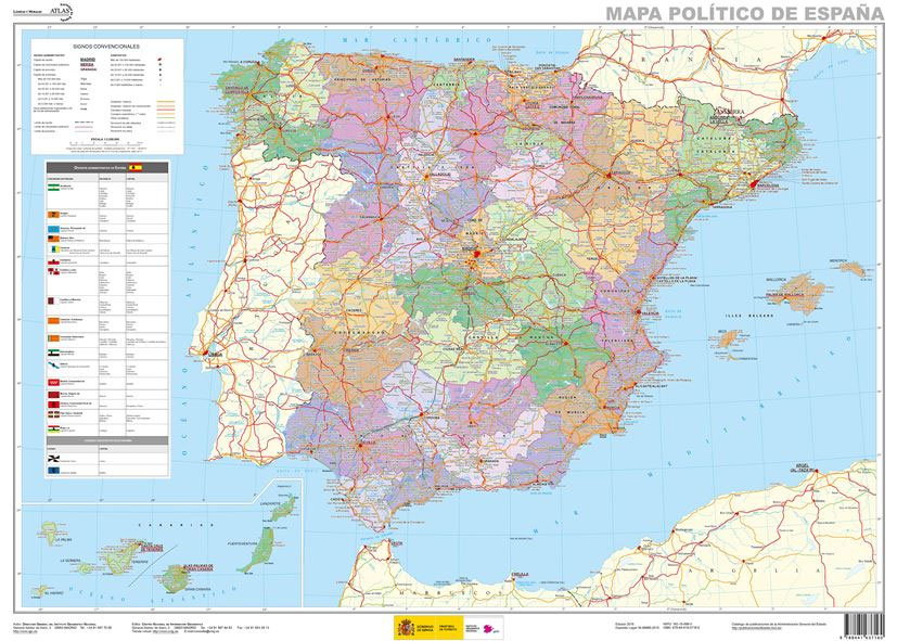 Online bestellen: Wandkaart Spanje, 70 x 50 cm | CNIG - Instituto Geográfico Nacional