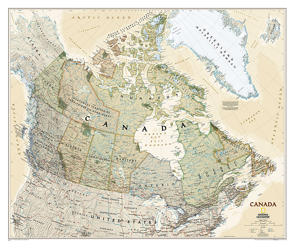 Online bestellen: Wandkaart 20530 Canada, antiek, 97 x 82 cm | National Geographic