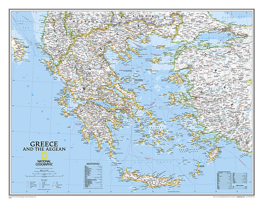 Online bestellen: Wandkaart 22111 Greece - Griekenland, 77 x 60 cm | National Geographic