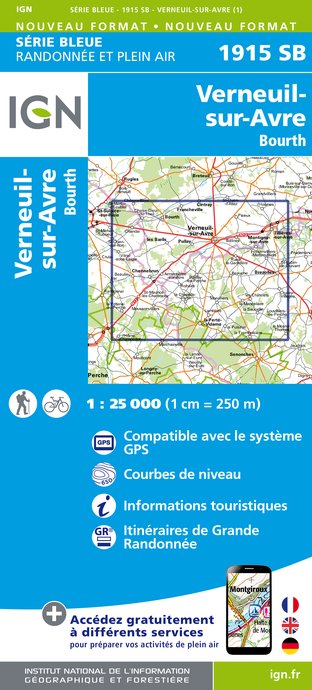Online bestellen: Wandelkaart - Topografische kaart 1915SB Verneuil-sur-Avre, Bourth | IGN - Institut Géographique National