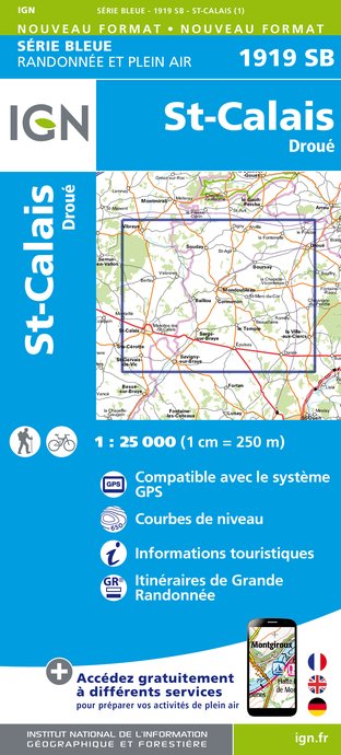 Online bestellen: Wandelkaart - Topografische kaart 1919SB St-Calais - Droué | IGN - Institut Géographique National