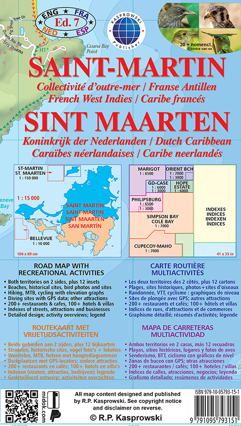 Online bestellen: Wandelkaart - Wegenkaart - landkaart Sint Maarten - St. Martin | Kasprowski Maps