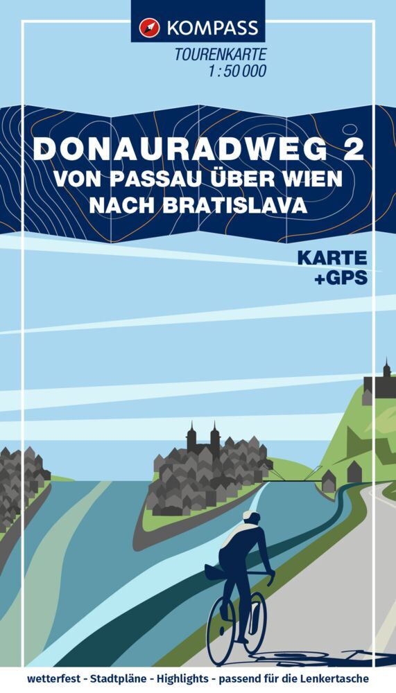 Online bestellen: Fietskaart 7004 Donauradweg 2 | Kompass