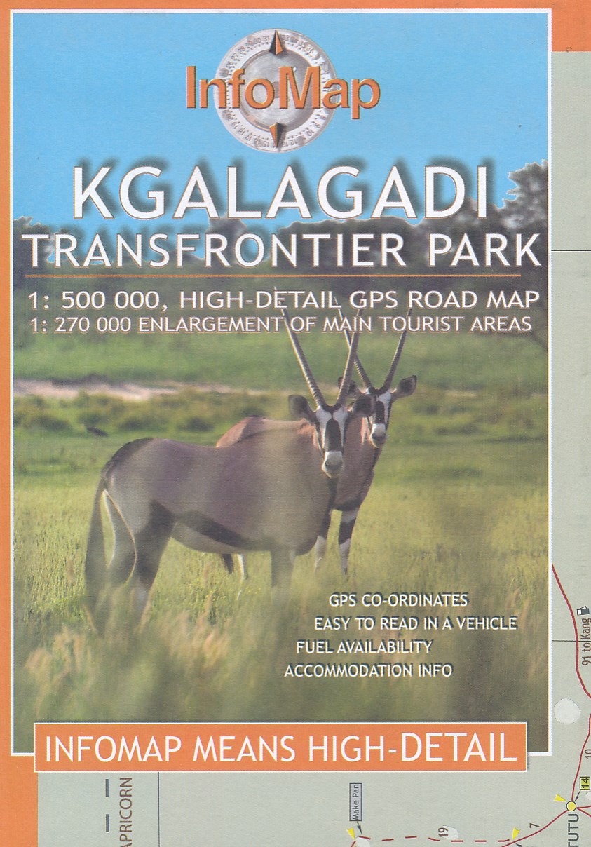Online bestellen: Wegenkaart - landkaart Kgalagadi Transfrontier Park | Infomap