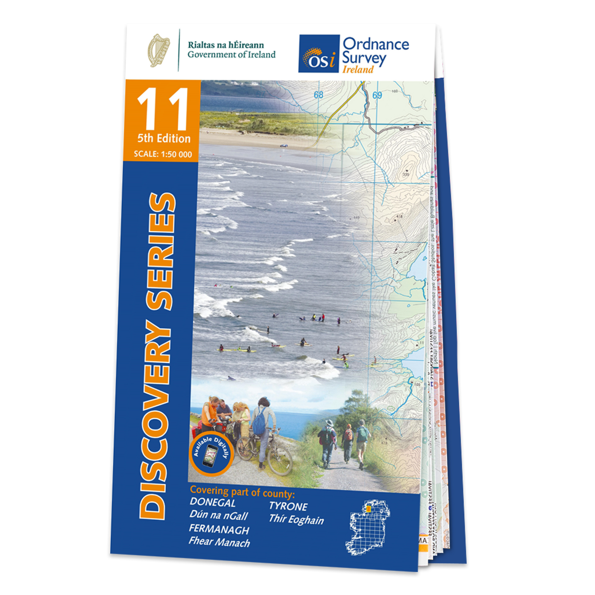 Online bestellen: Topografische kaart - Wandelkaart 11 Discovery Donegal (S) | Ordnance Survey Ireland