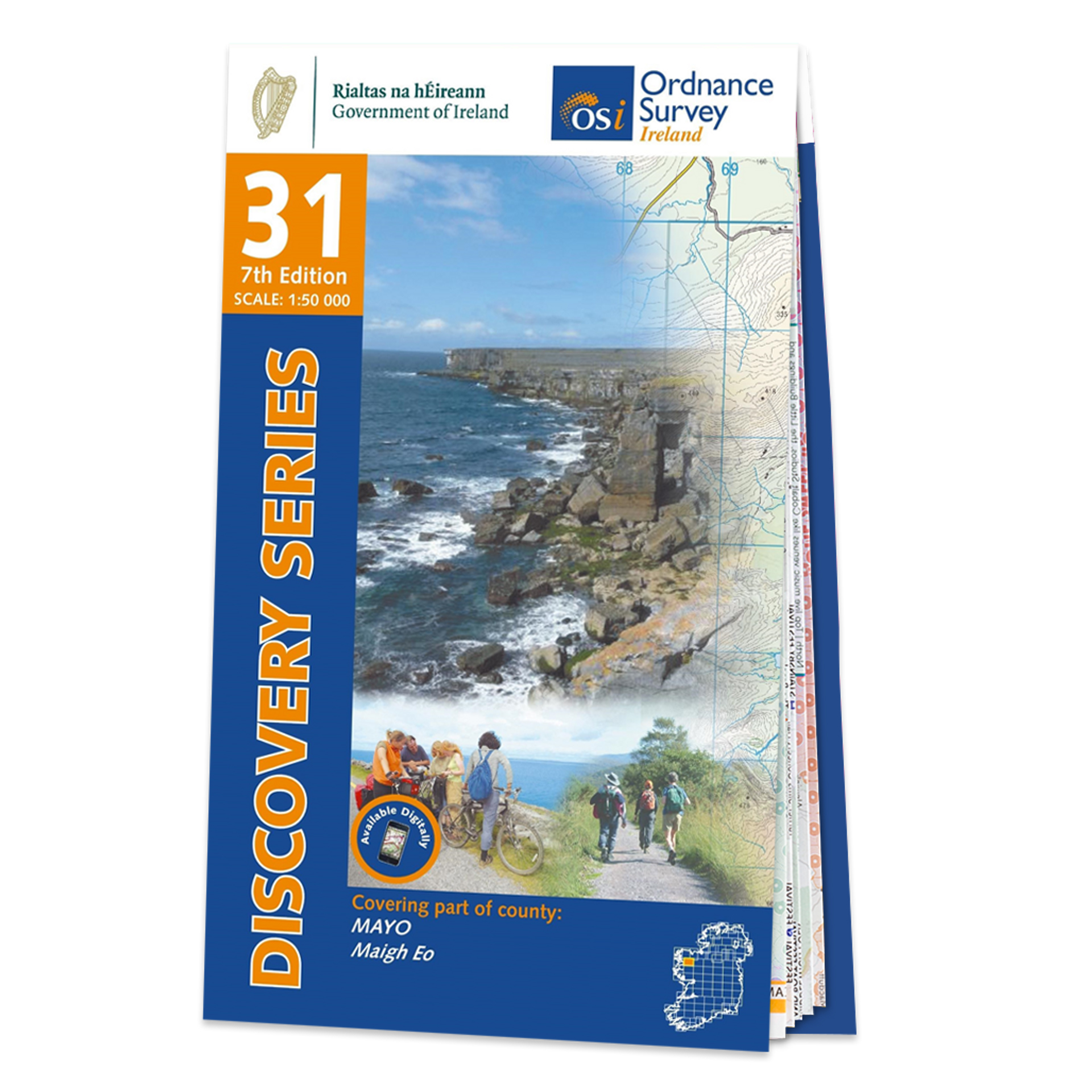 Online bestellen: Topografische kaart - Wandelkaart 31 Discovery Mayo (CENT) | Ordnance Survey Ireland