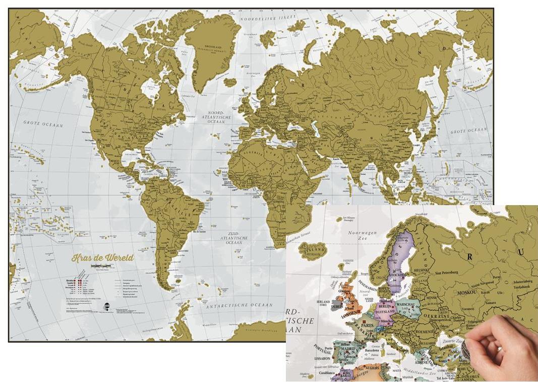 sticker Krankzinnigheid beha Scratch Map Wereldkaart NEDERLANDS | Maps International | 9781910378700 |  Reisboekwinkel De Zwerver