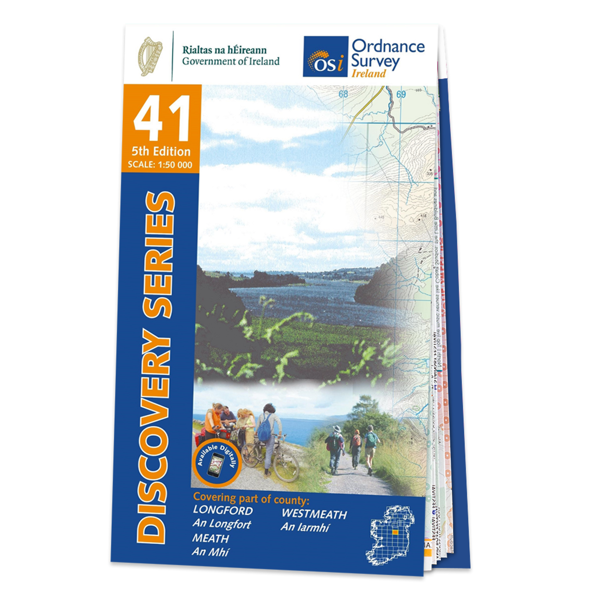 Online bestellen: Topografische kaart - Wandelkaart 41 Discovery Longford, Meath, Westmeath | Ordnance Survey Ireland