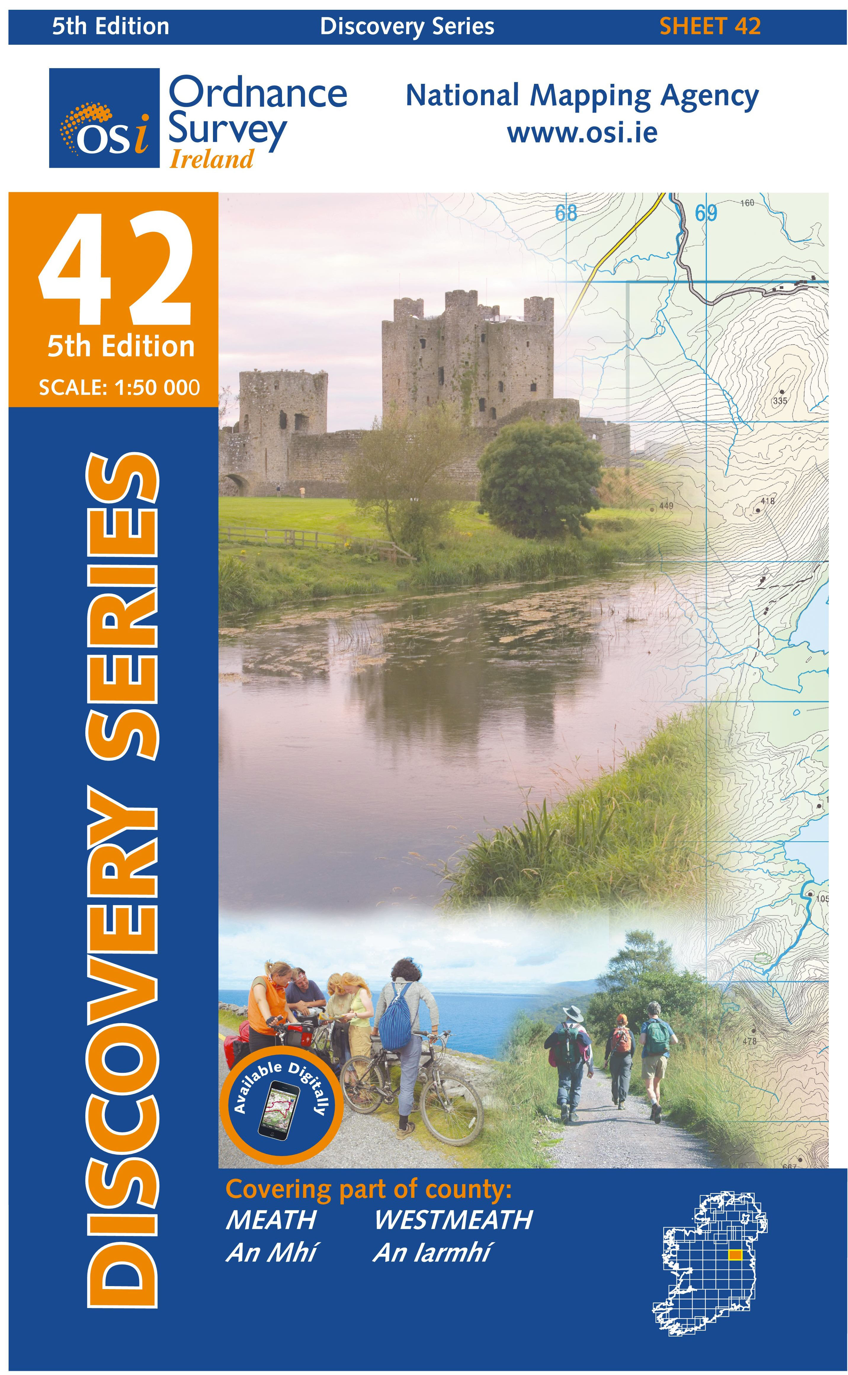 Online bestellen: Topografische kaart - Wandelkaart 42 Discovery Meath, Westmeath | Ordnance Survey Ireland