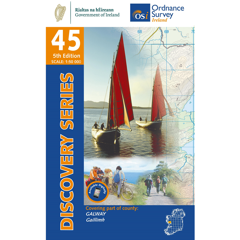 Online bestellen: Topografische kaart - Wandelkaart 45 Discovery Galway | Ordnance Survey Ireland