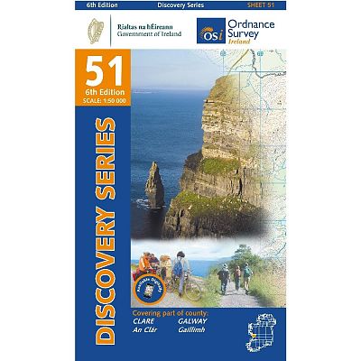 Online bestellen: Topografische kaart - Wandelkaart 51 Discovery Clare, Galway | Ordnance Survey Ireland