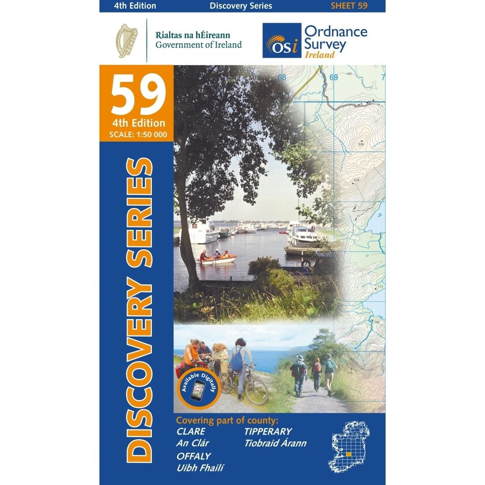 Online bestellen: Topografische kaart - Wandelkaart 59 Discovery Clare, Offaly, Tipperary | Ordnance Survey Ireland