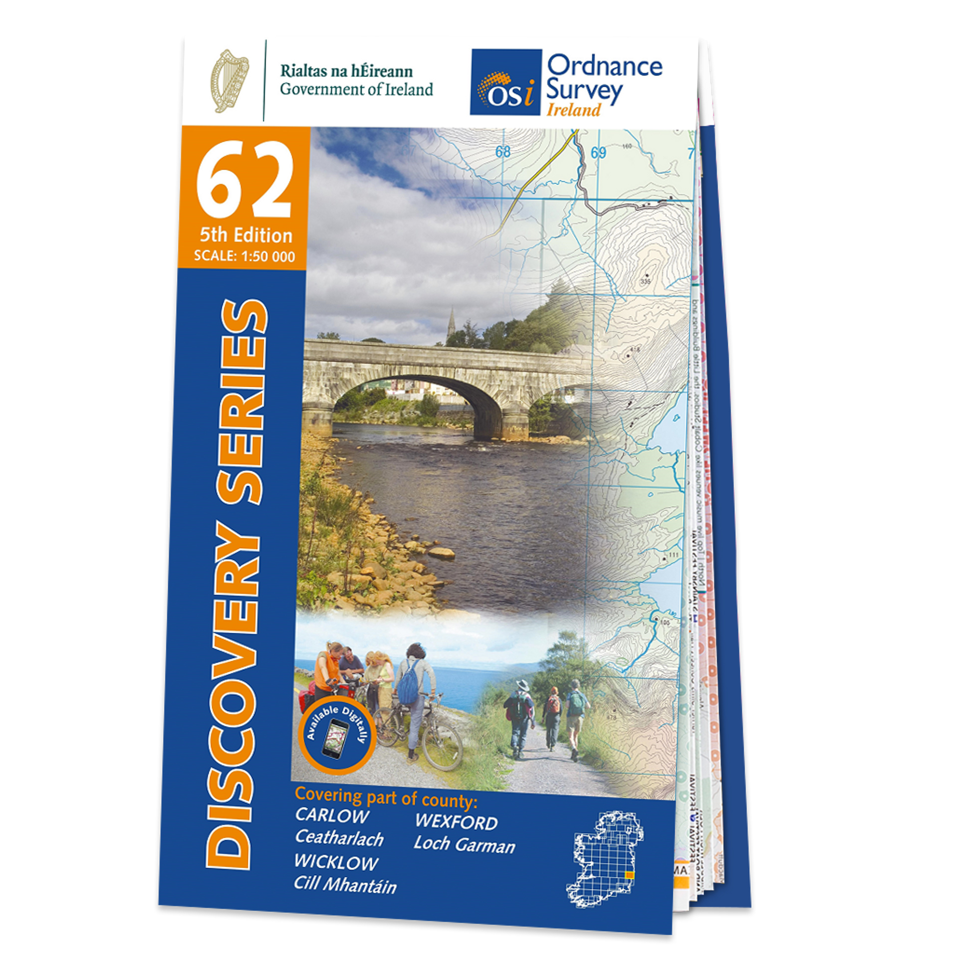 Online bestellen: Topografische kaart - Wandelkaart 62 Discovery Carlow, Wexford, Wicklow | Ordnance Survey Ireland