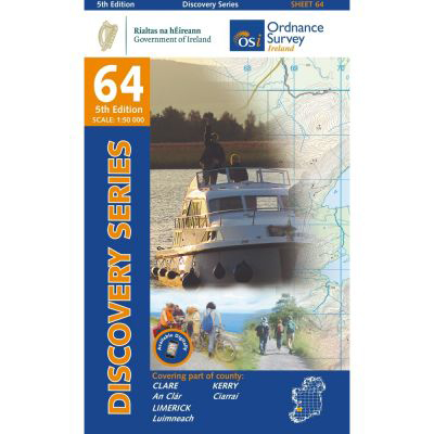 Online bestellen: Topografische kaart - Wandelkaart 64 Discovery Clare, Kerry, Limerick | Ordnance Survey Ireland