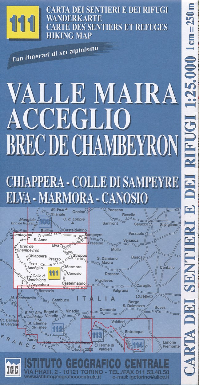 Online bestellen: Wandelkaart 111 Valle Maira, Acceglio, monte Chambeyron | IGC - Istituto Geografico Centrale