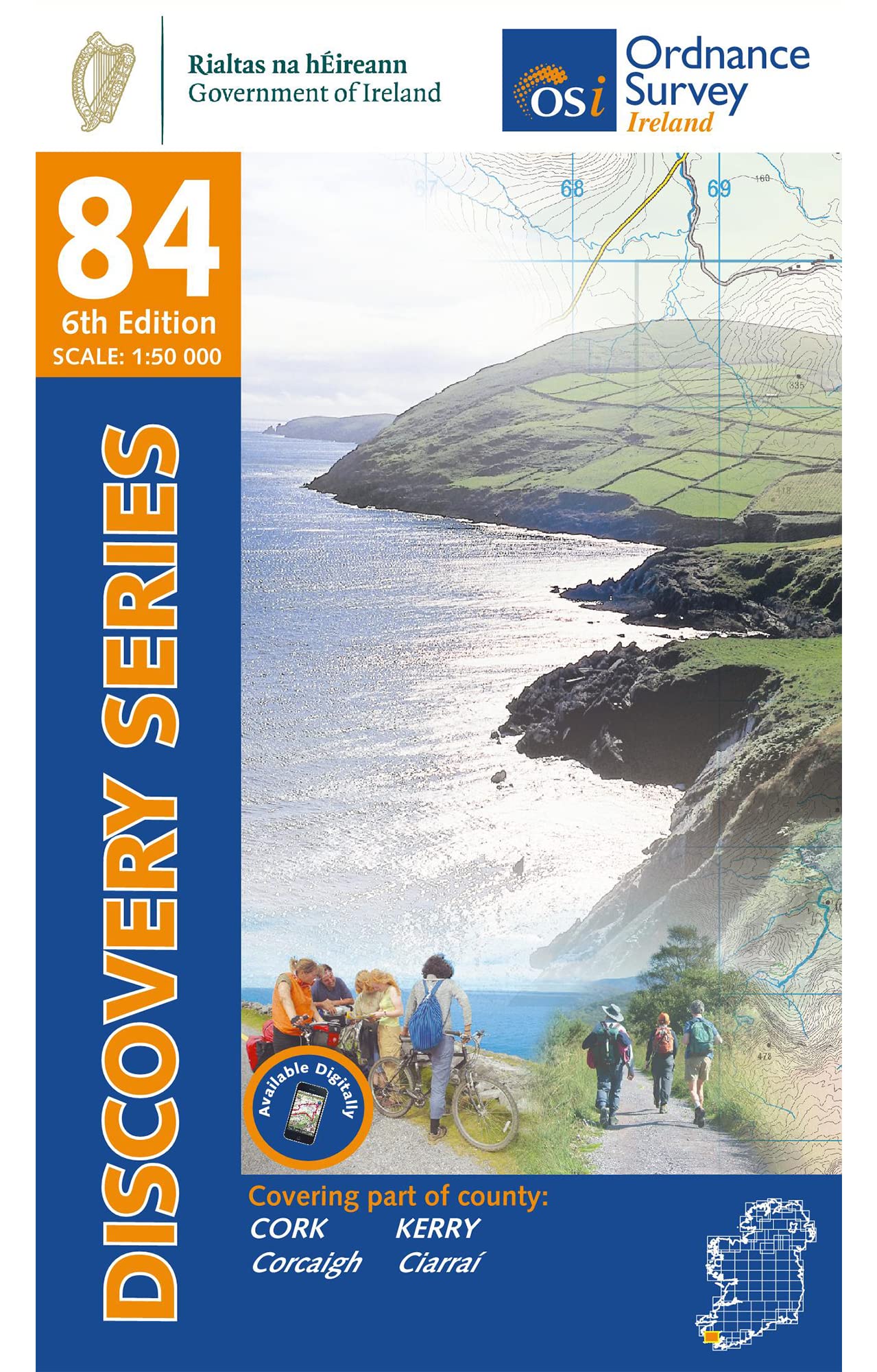 Online bestellen: Topografische kaart - Wandelkaart 84 Discovery Cork, Kerry | Ordnance Survey Ireland