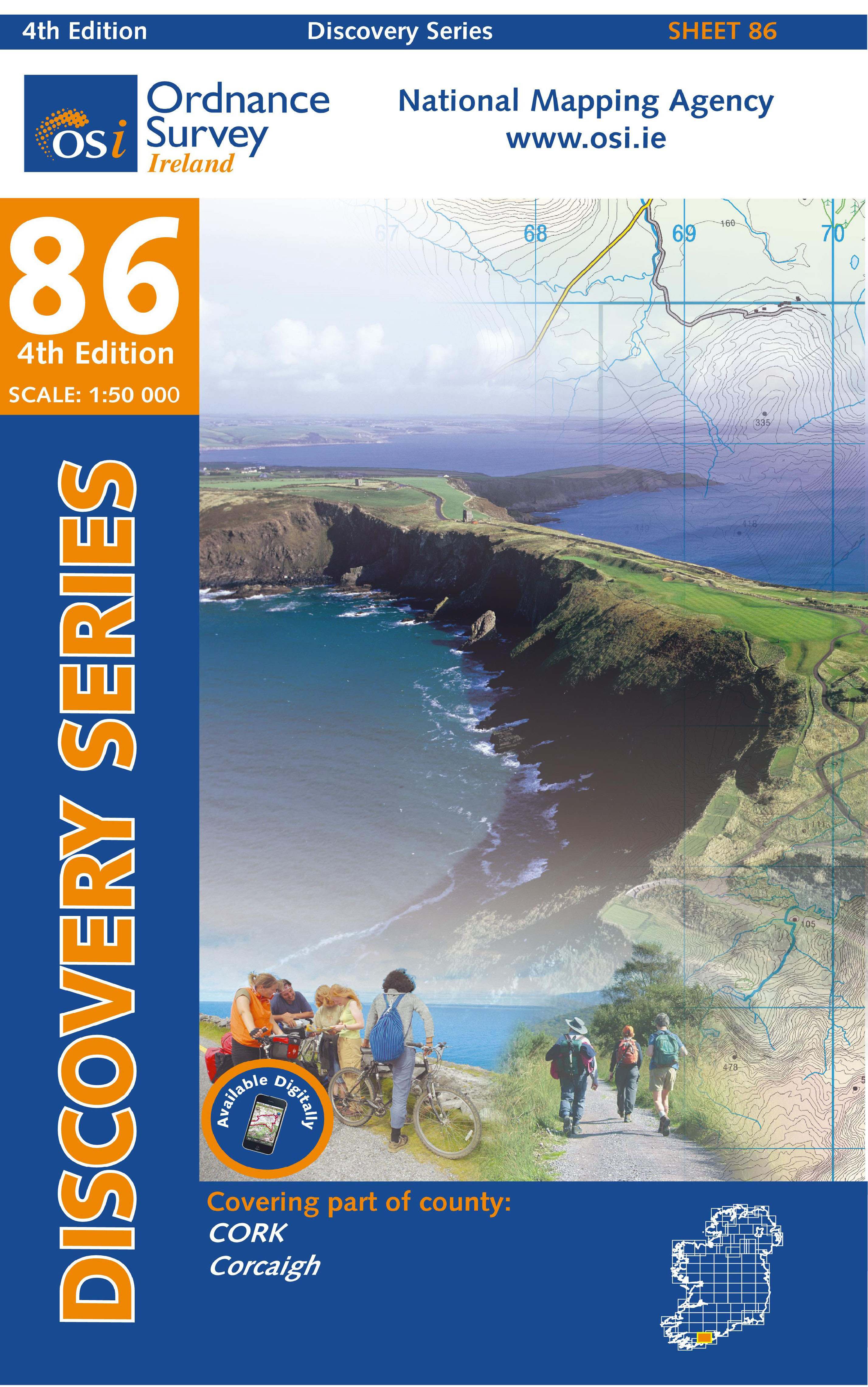 Online bestellen: Topografische kaart - Wandelkaart 86 Discovery Cork (Bandon) | Ordnance Survey Ireland