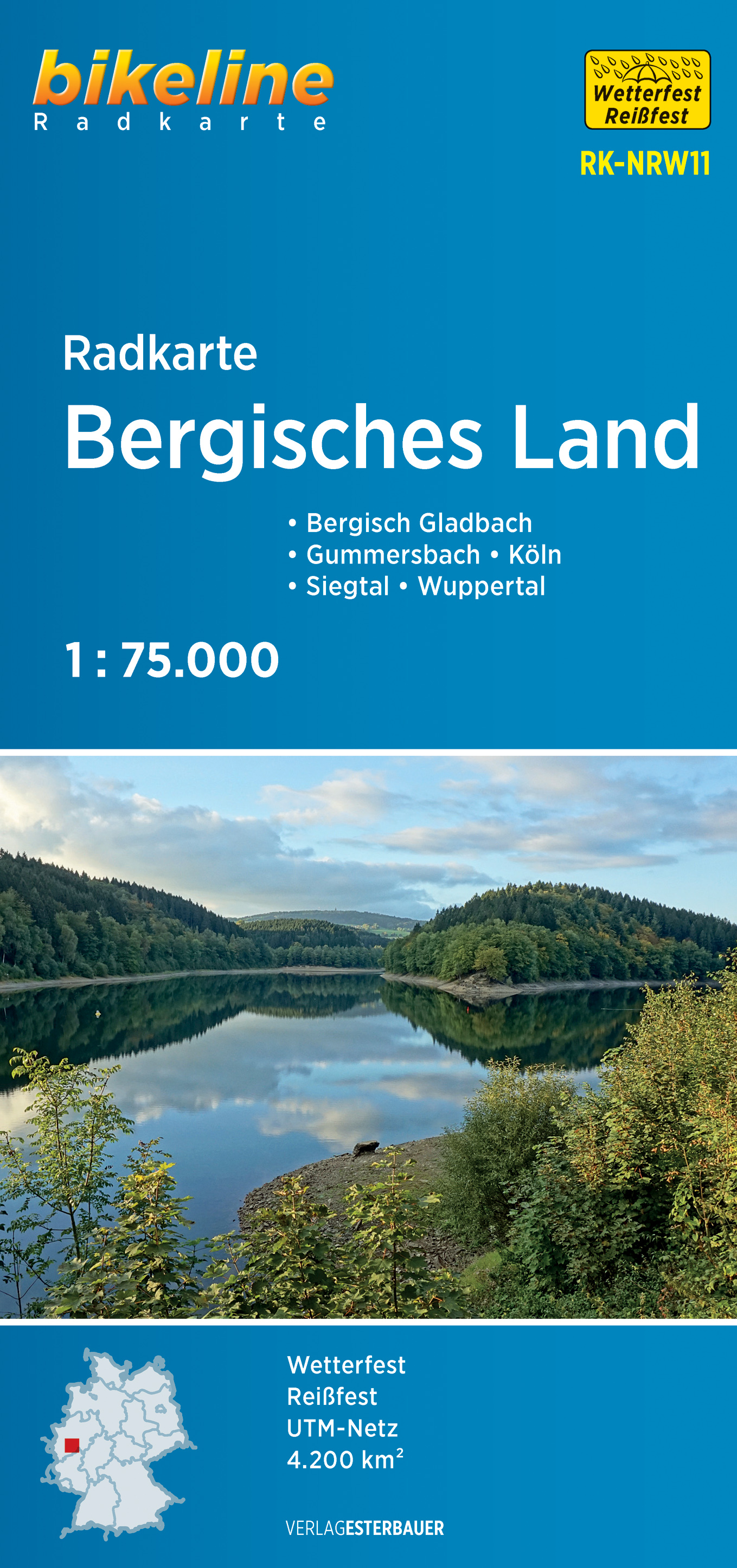 Online bestellen: Fietskaart NRW11 Bikeline Radkarte Radkarte Bergisches Land | Esterbauer