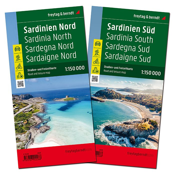 Online bestellen: Fietskaart - Wegenkaart - landkaart Sardinië Noord + Zuid | Freytag & Berndt