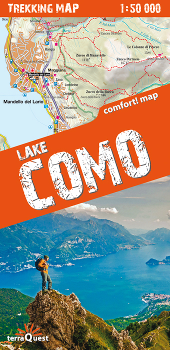 Online bestellen: Wandelkaart Trekking map Lake Como - Lago di Como | TerraQuest