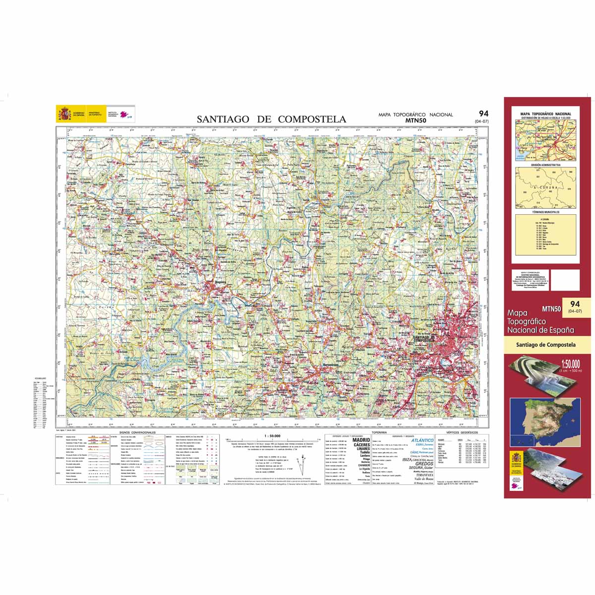 Online bestellen: Wandelkaart - Topografische kaart 94 Santiago de Compostela | CNIG - Instituto Geográfico Nacional