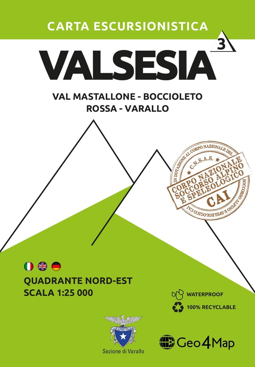 Online bestellen: Wandelkaart - Topografische kaart 3 Valsesia - Val Mastallone | Geo4Map