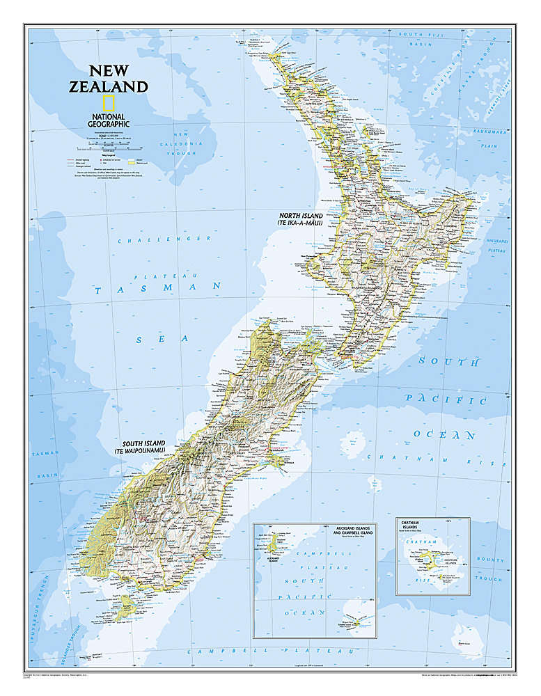 Online bestellen: Wandkaart New Zealand - Nieuw Zeeland 60 x 77 cm | National Geographic