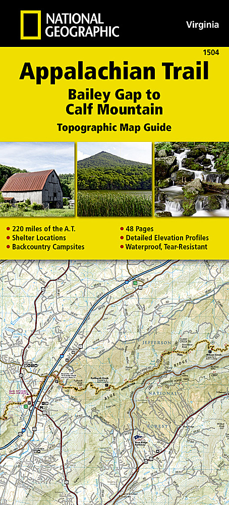 Online bestellen: Wandelgids 1504 Topographic Map Guide Appalachian Trail - Bailey Gap to Calf Mountain | National Geographic