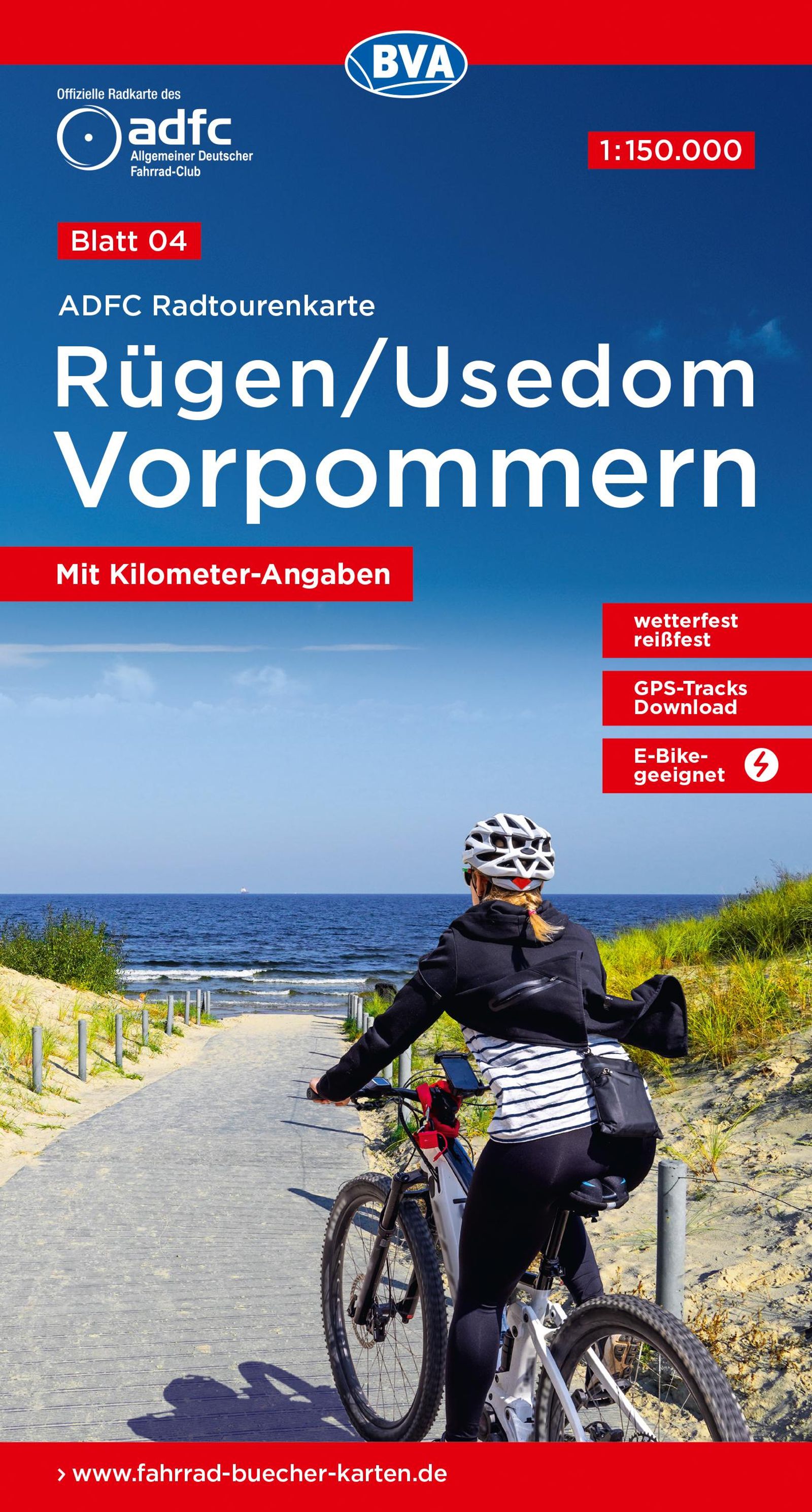 Online bestellen: Fietskaart 4 ADFC Radtourenkarte Rügen/Usedom - Vorpommern | BVA BikeMedia