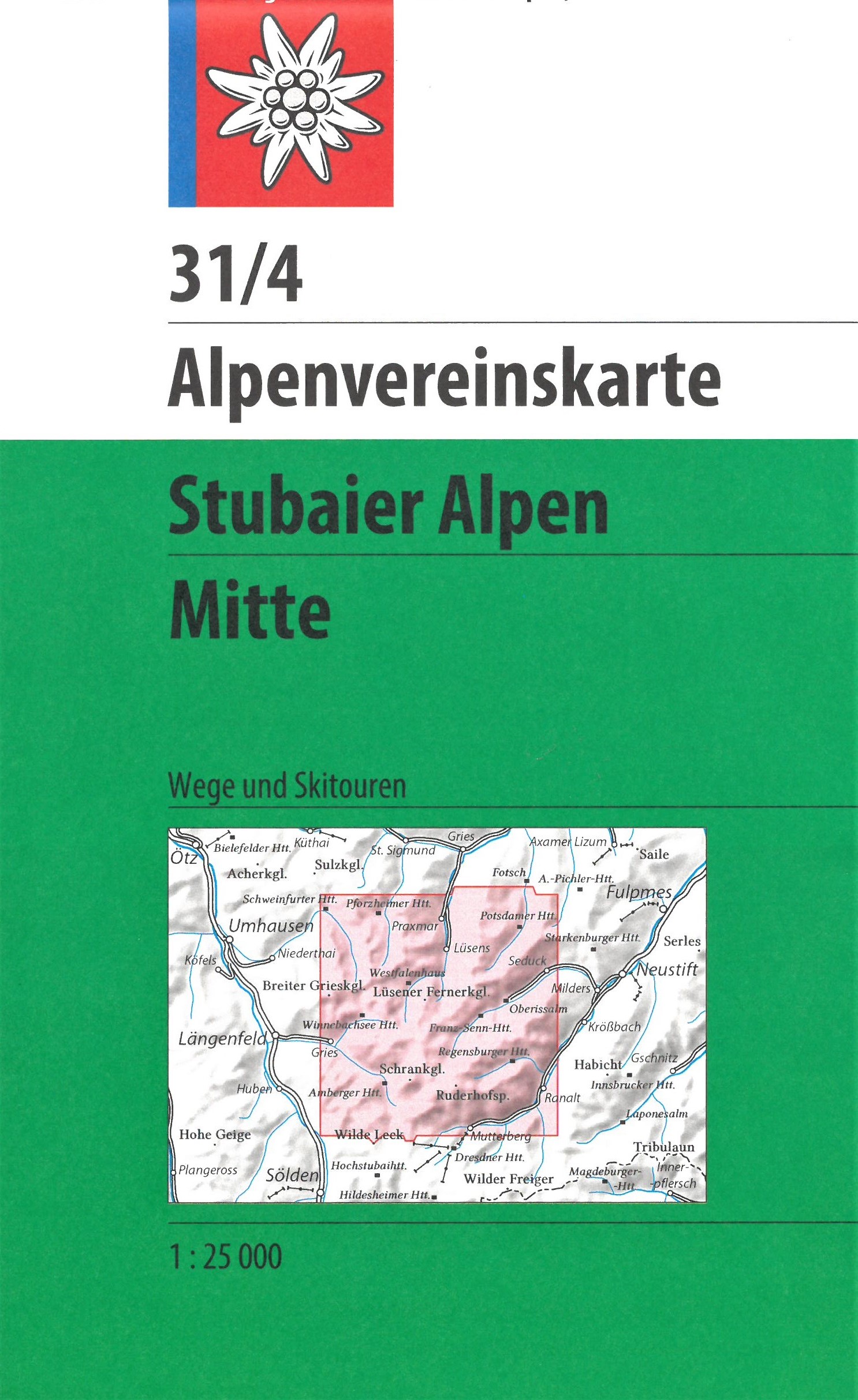 Online bestellen: Wandelkaart 31/4 Alpenvereinskarte Stubaier Alpen - Mitte | Alpenverein