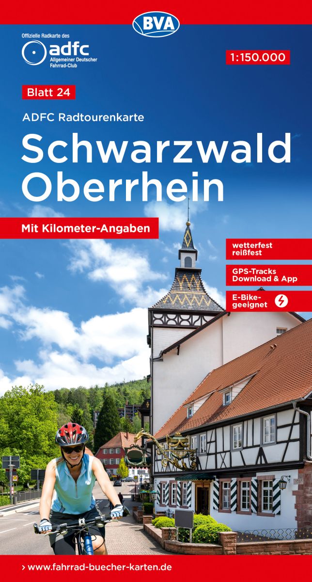 Online bestellen: Fietskaart 24 ADFC Radtourenkarte Schwarzwald Oberrhein | BVA BikeMedia