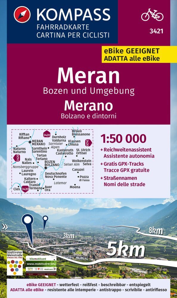 Online bestellen: Fietskaart 3421 Meran, Bozen Umgebung | Kompass
