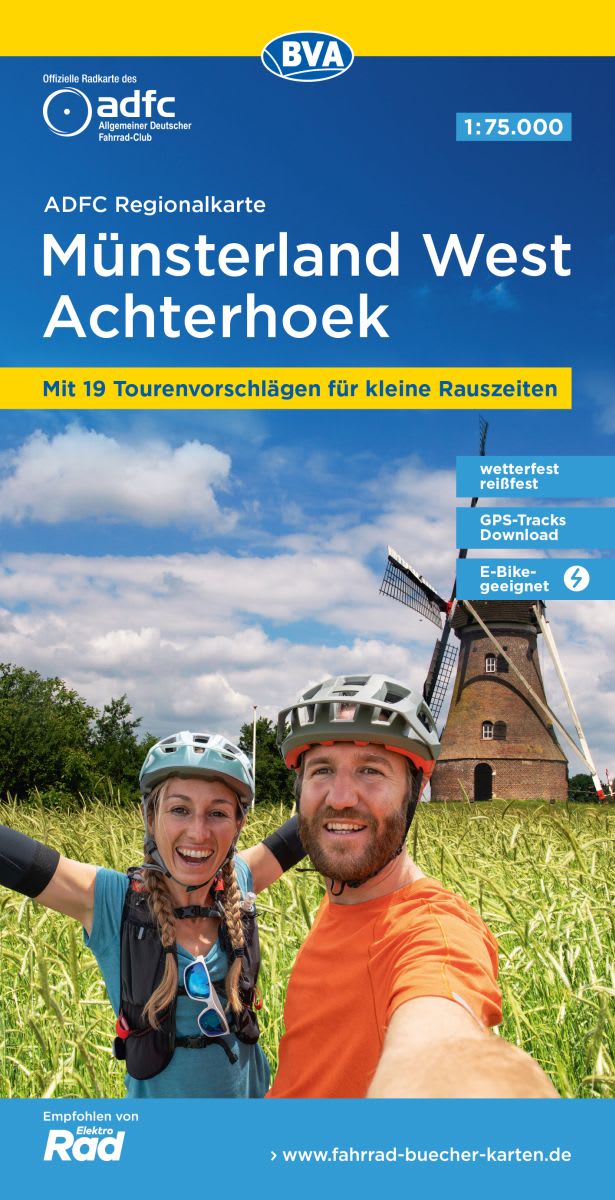 Online bestellen: Fietskaart ADFC Regionalkarte Münsterland west - Achterhoek | BVA BikeMedia