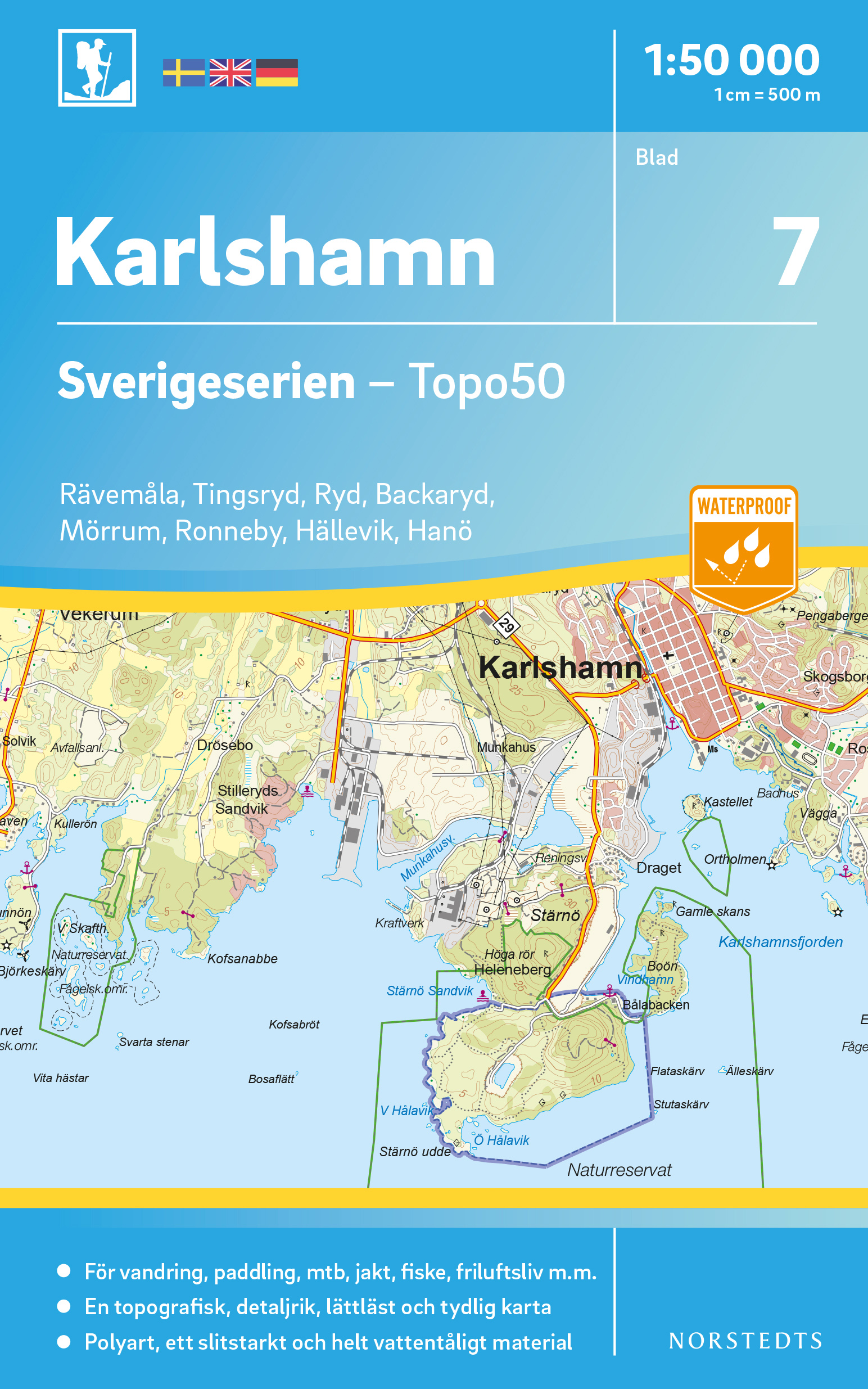 Online bestellen: Wandelkaart - Topografische kaart 7 Sverigeserien Karlshamn | Norstedts