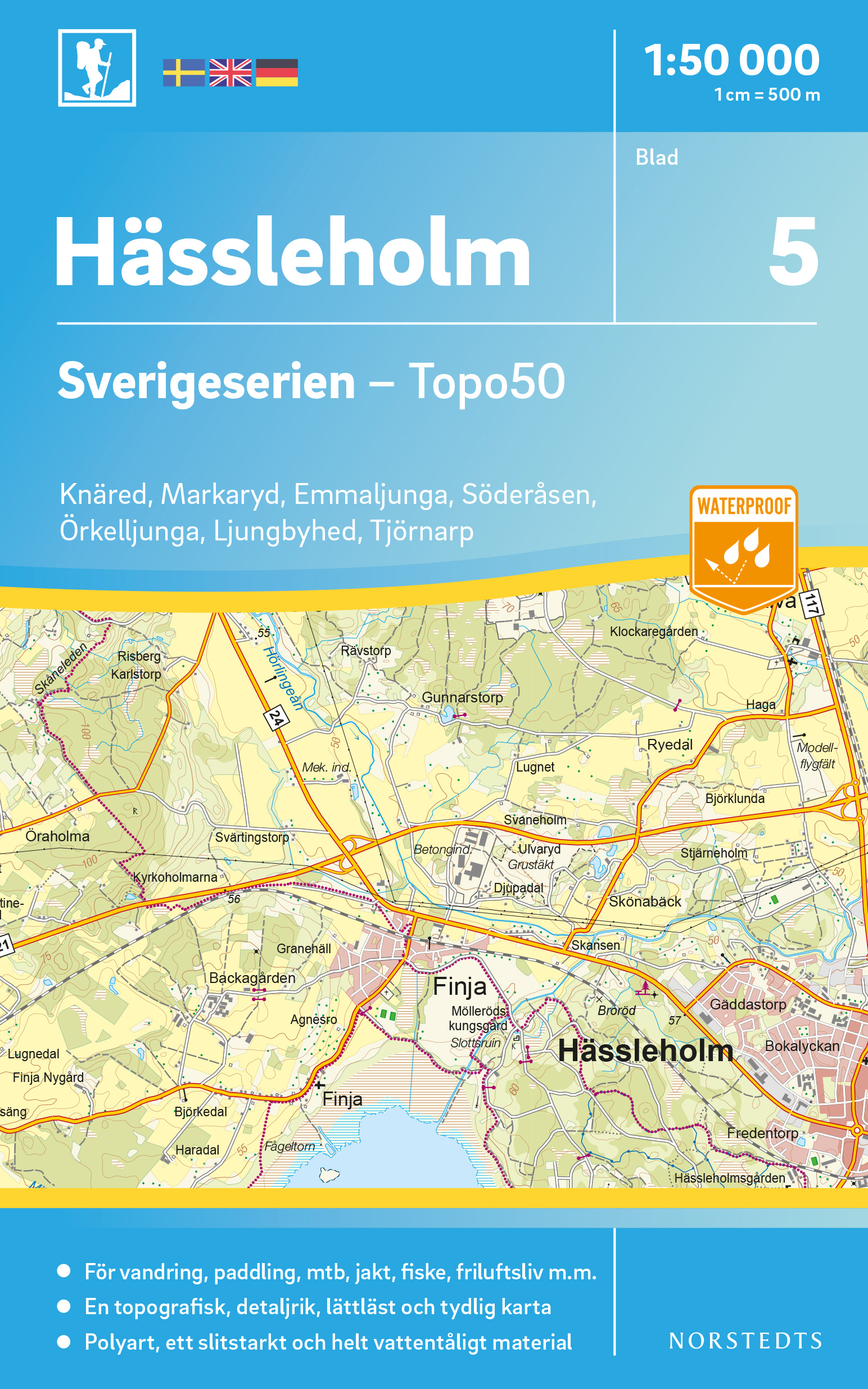 Online bestellen: Wandelkaart - Topografische kaart 5 Sverigeserien Hässleholm | Norstedts